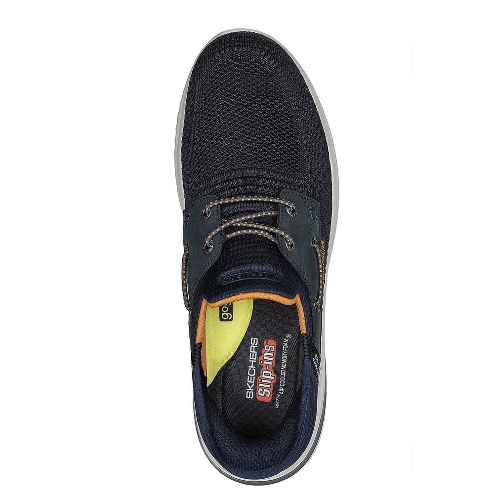 Skechers Delson 3.0 Roth Slip Ins Mens 10 Navy Hands Free Casual Boat Shoes NWT - Picture 3 of 5